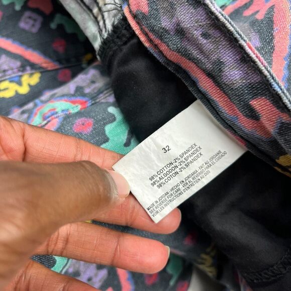 Rachel Roy Womens Cropped Skinny Jeans Retro Printed Zip Ankle Mid Rise Size 32 - Picture 10 of 12